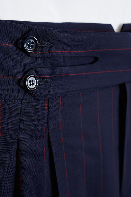 Pantalón traje azul marino diplomático raya burdeos Carnet