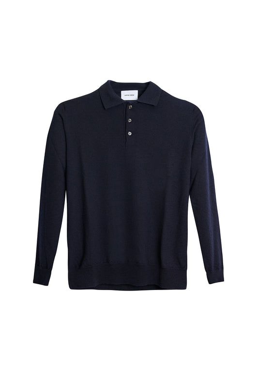Jersey polo lana merino azul marino