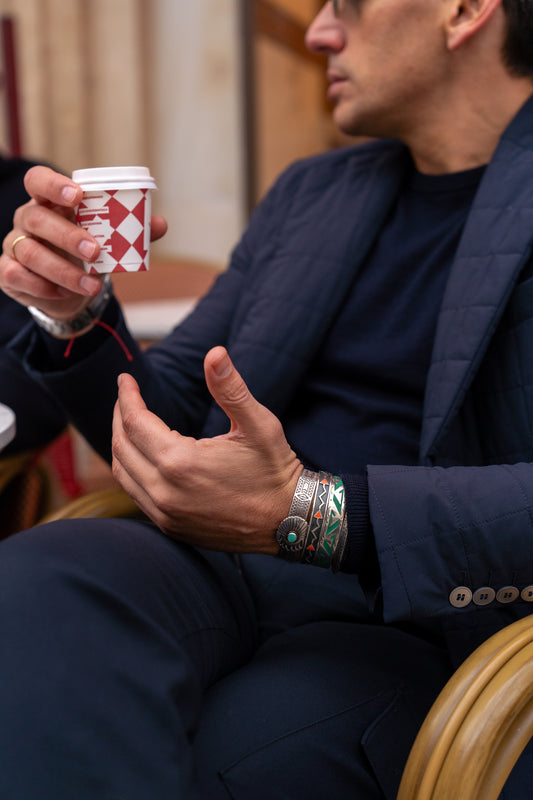 Americana acolchada azul marino