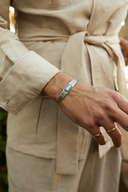 Pulsera plata navajo turquesa