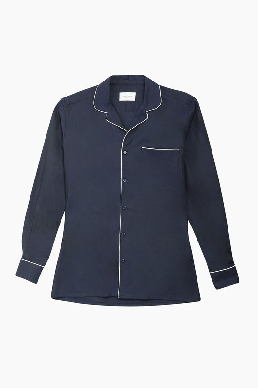 Camisa estilo pijama algodón azul marino