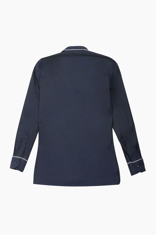 Camisa estilo pijama algodón azul marino