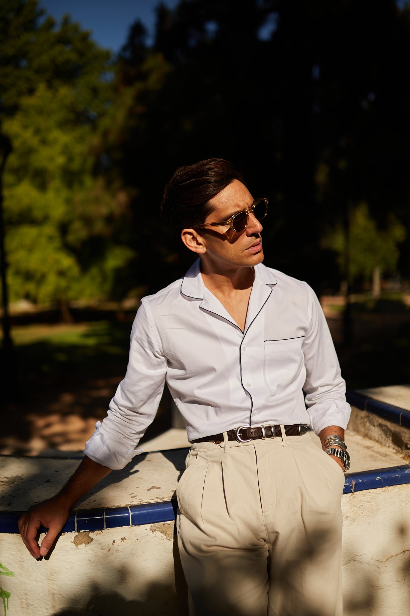 Camisa estilo pijama algodón blanca