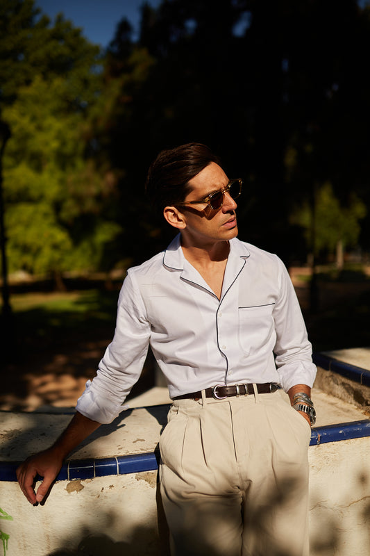 Camisa estilo pijama algodón blanca