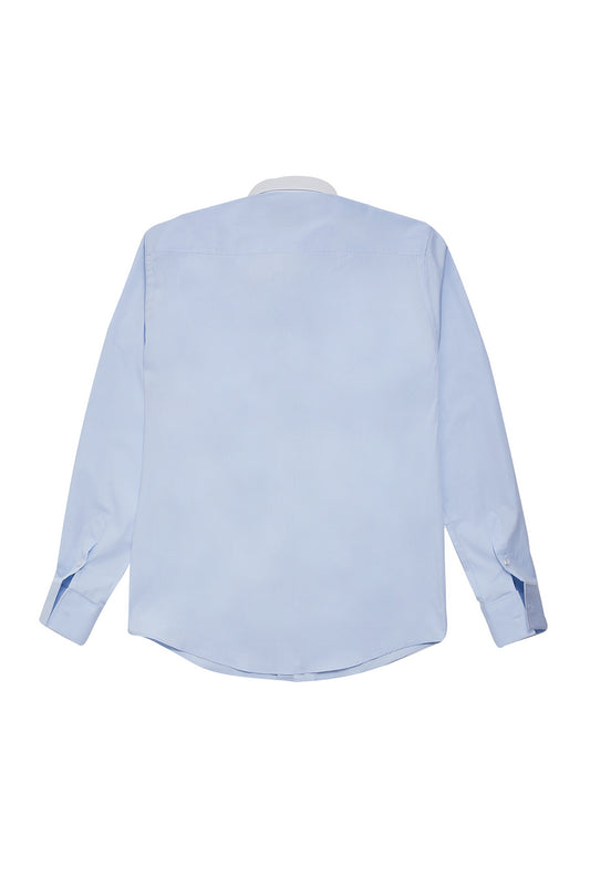 Camisa vestir azul cuello blanco regular fit