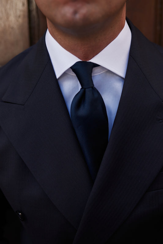 Camisa vestir azul cuello blanco regular fit