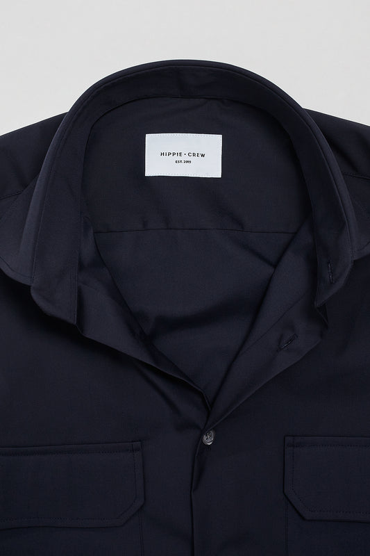 Camisa travel azul marino