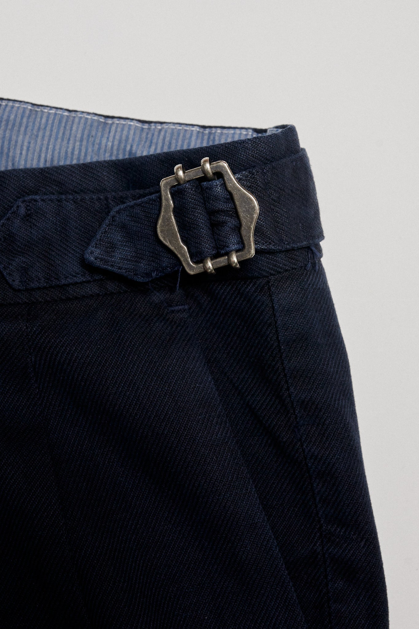 Pantalón pinzas algodón lino azul marino premium