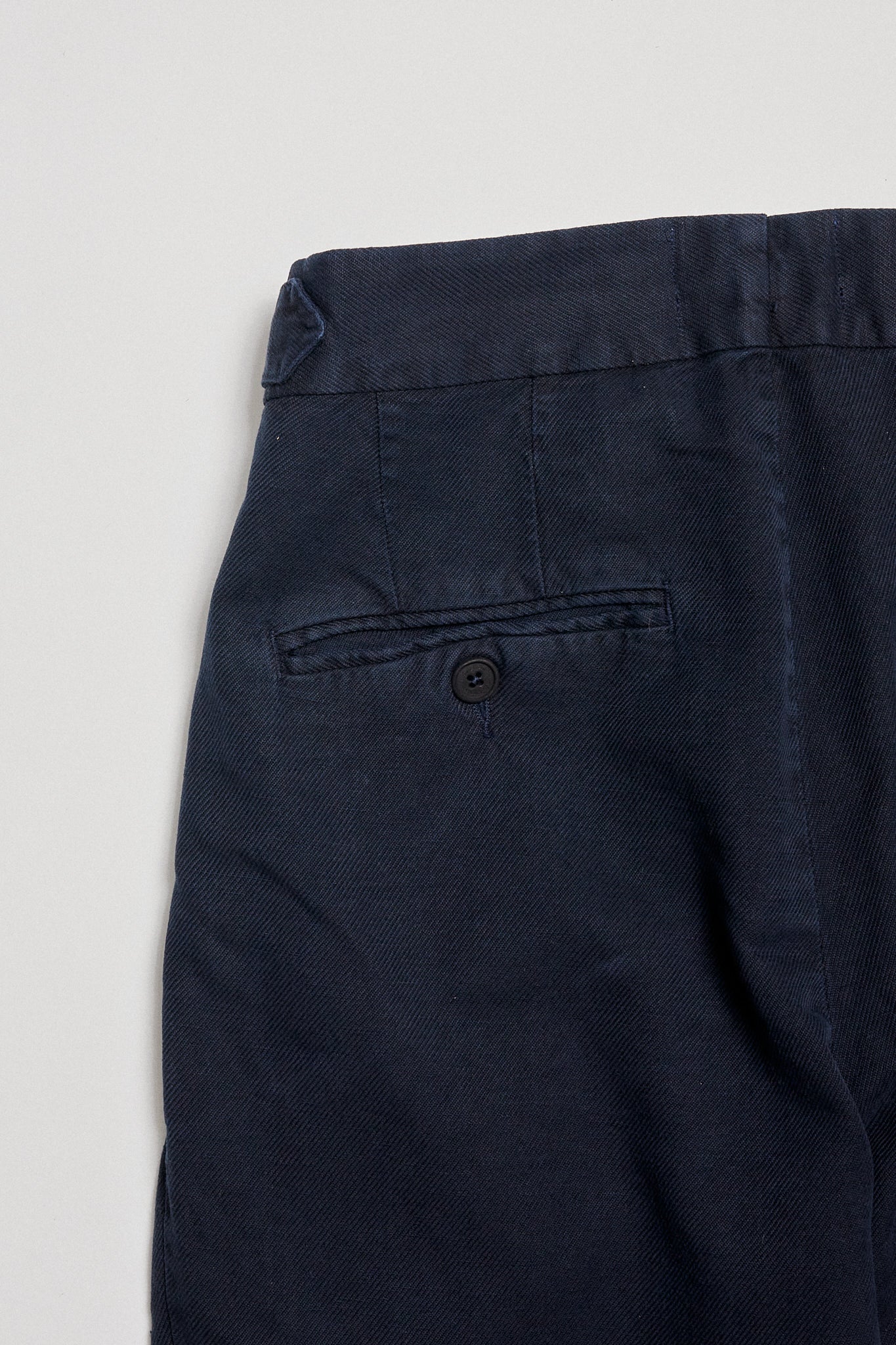 Pantalón pinzas algodón lino azul marino premium