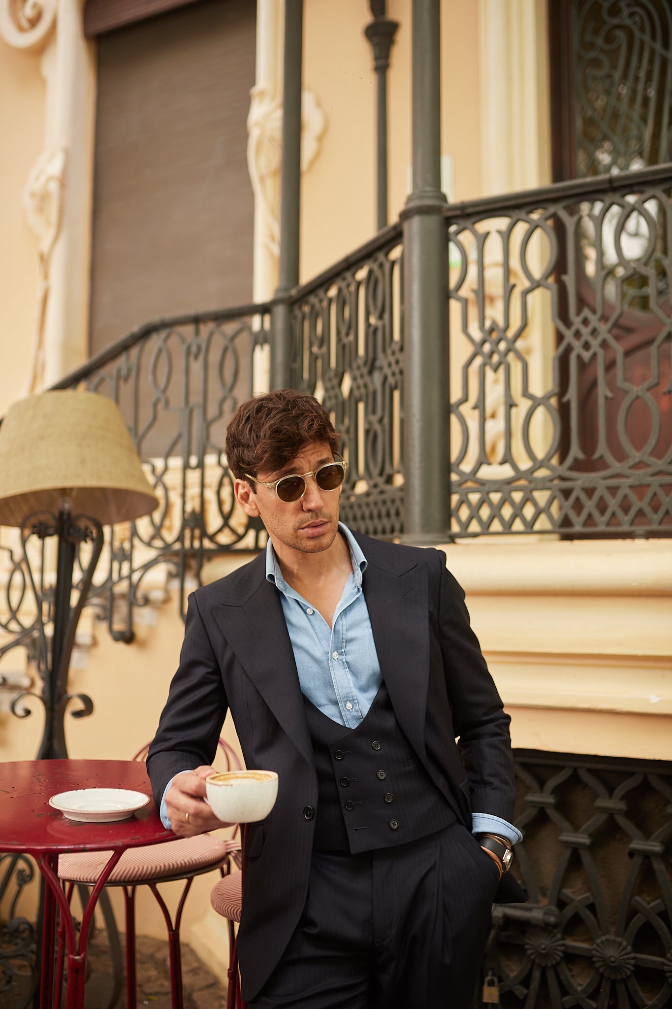 Pantalón traje azul marino espiga Vitale Barberis