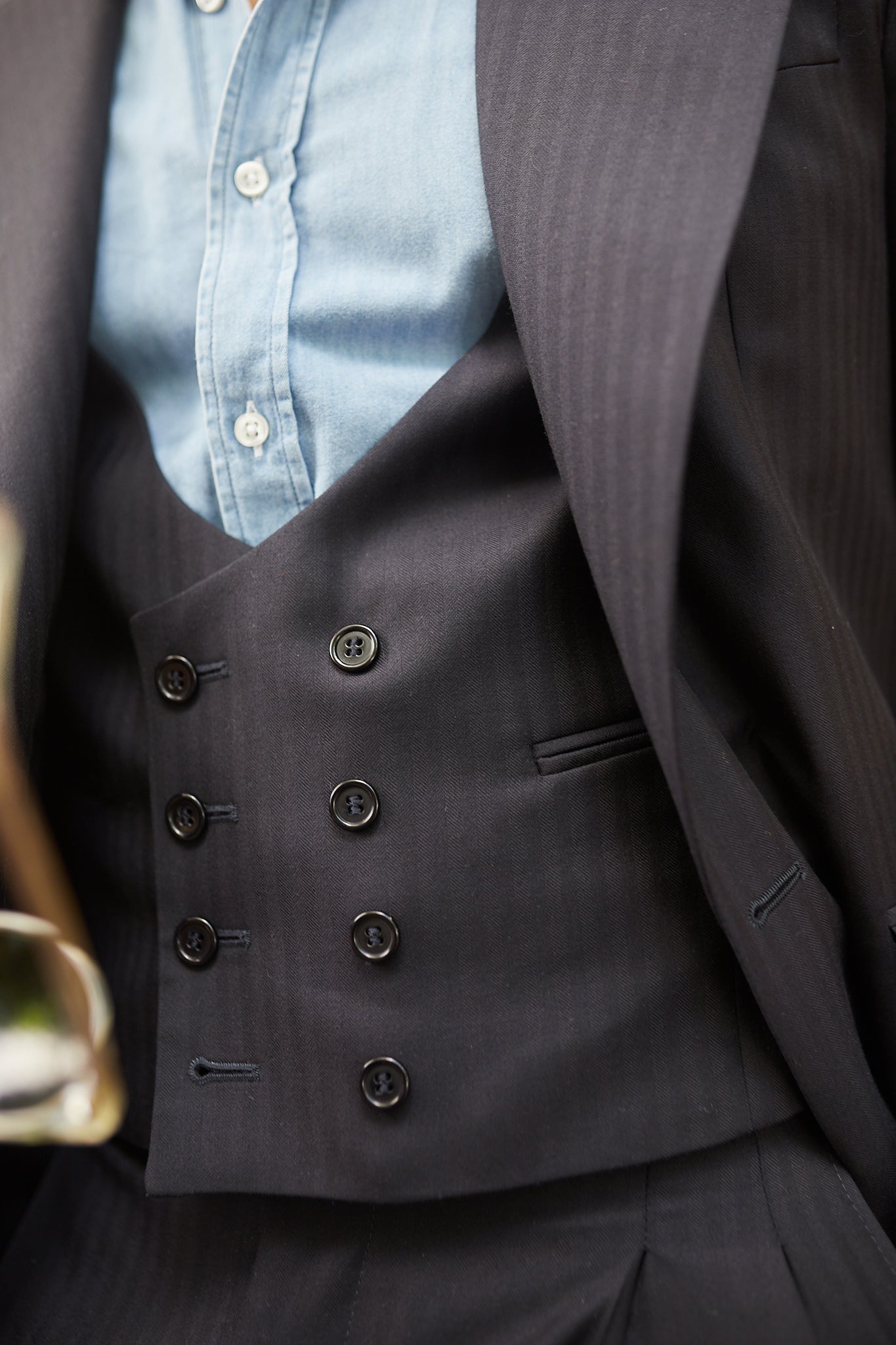 Chaleco traje azul marino espiga Vitale Barberis