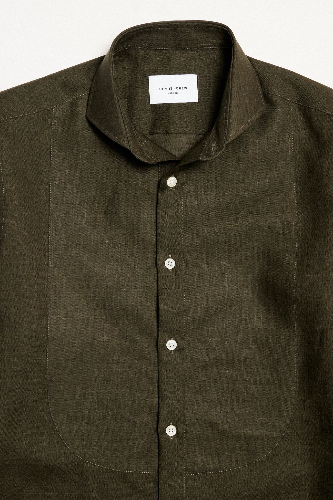Camisa lino pechera verde
