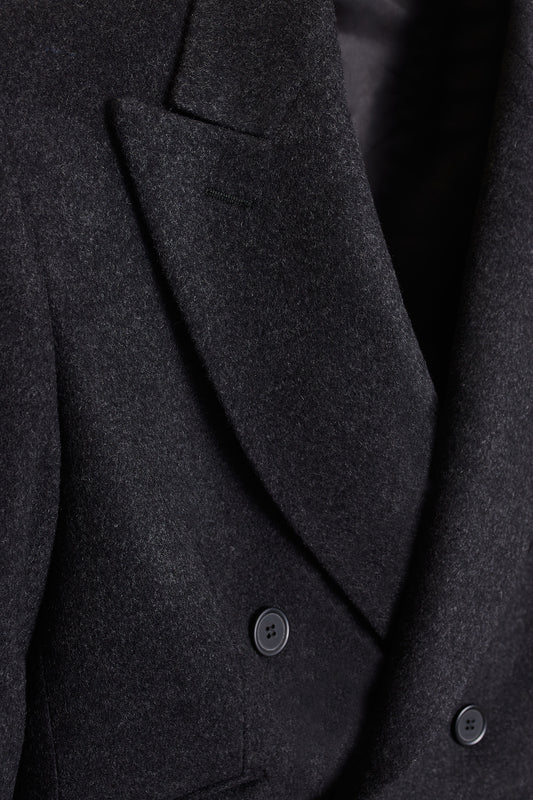 Abrigo cruzado lana cashmere gris oscuro