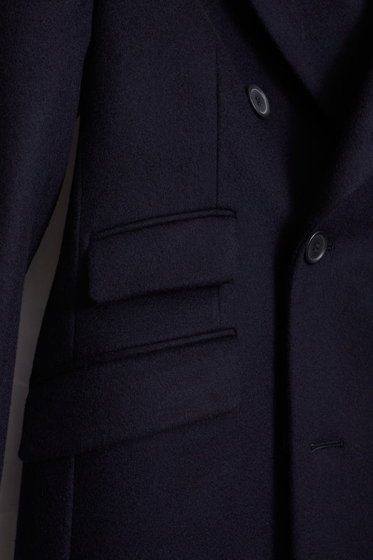 Abrigo cruzado lana cashmere azul marino