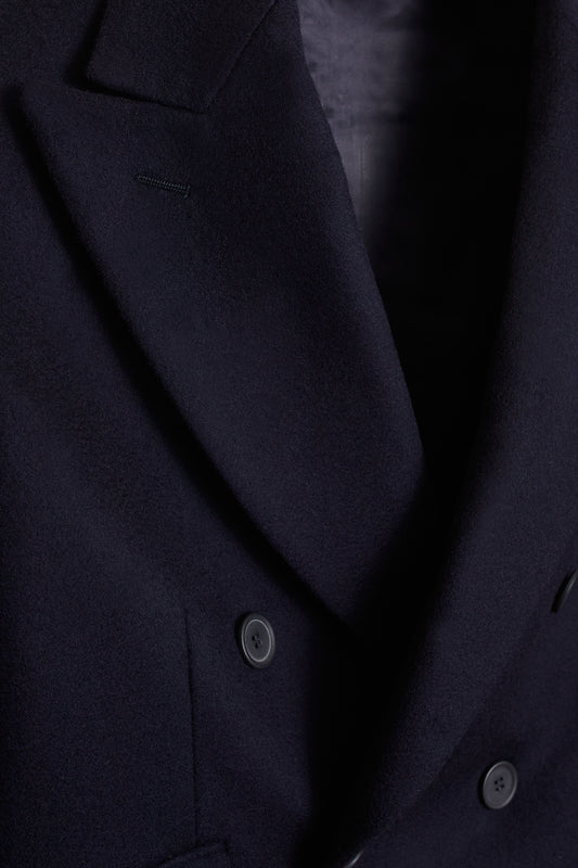 Abrigo cruzado lana cashmere azul marino