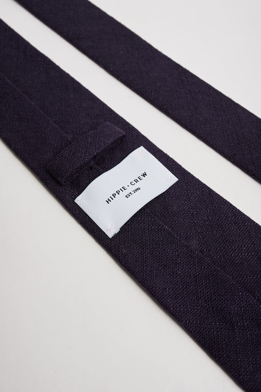 Corbata azul marino lino algodón