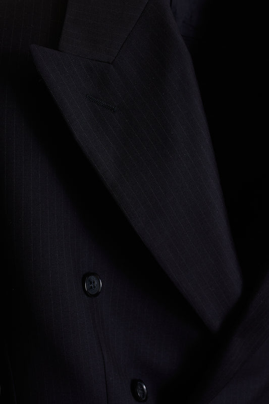 Americana traje cruzado raya fina azul marino Drago