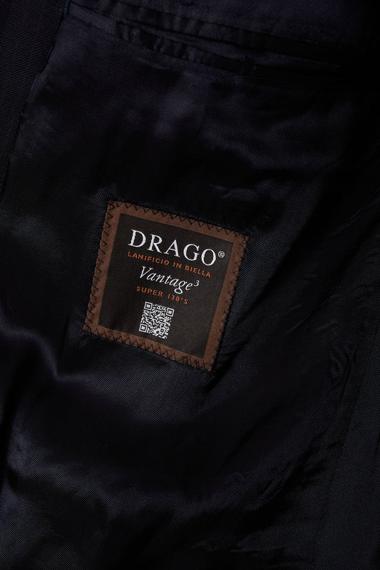 Americana traje cruzado raya fina azul marino Drago