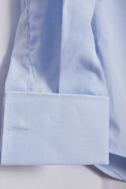 Camisa vestir azul cuello blanco ceremonia slim fit