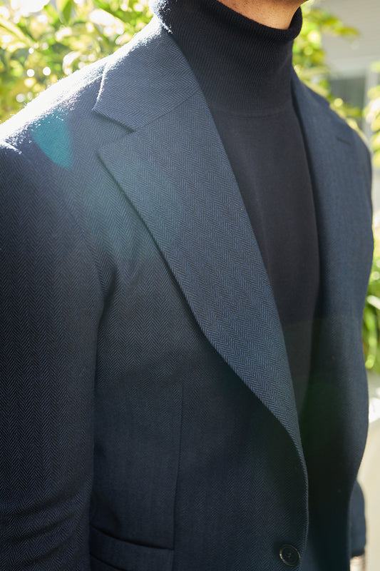 Americana traje espiga azul marino