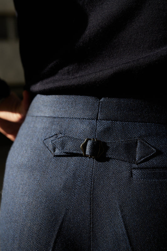 Pantalón traje espiga azul marino