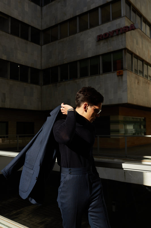 Pantalón traje espiga azul marino