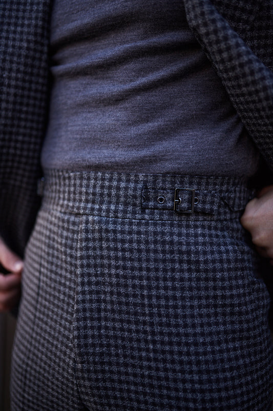 Pantalón traje cuadros gris negro