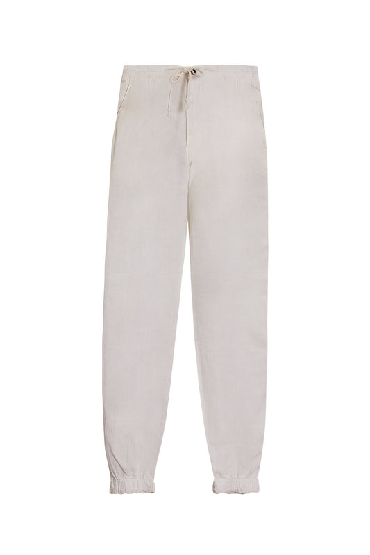 Pantalón jogger lino blanco