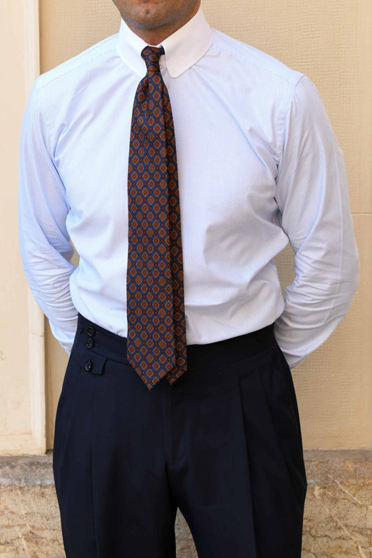 Camisa vestir MTO rayas cuello baby blanco Hippie Crew