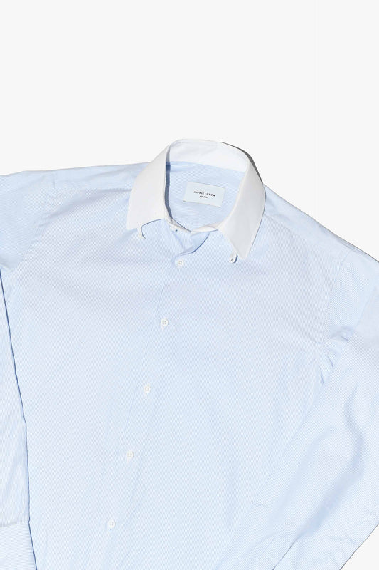 Camisa vestir MTO rayas cuello baby blanco Hippie Crew