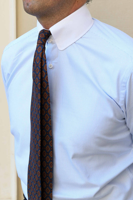 Camisa vestir MTO rayas cuello baby blanco Hippie Crew