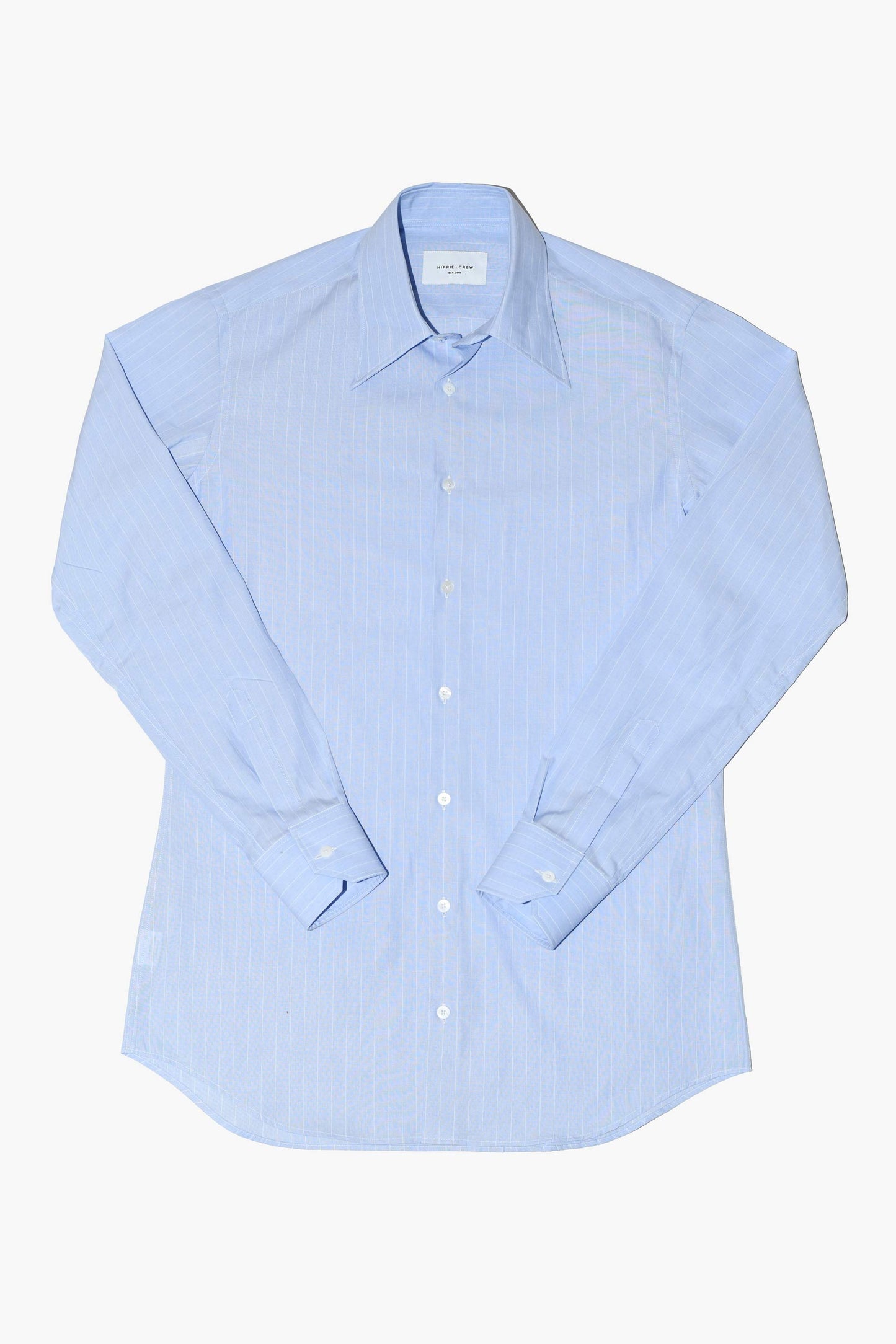 Camisa vestir azul rayas cuello inglés Made to Order