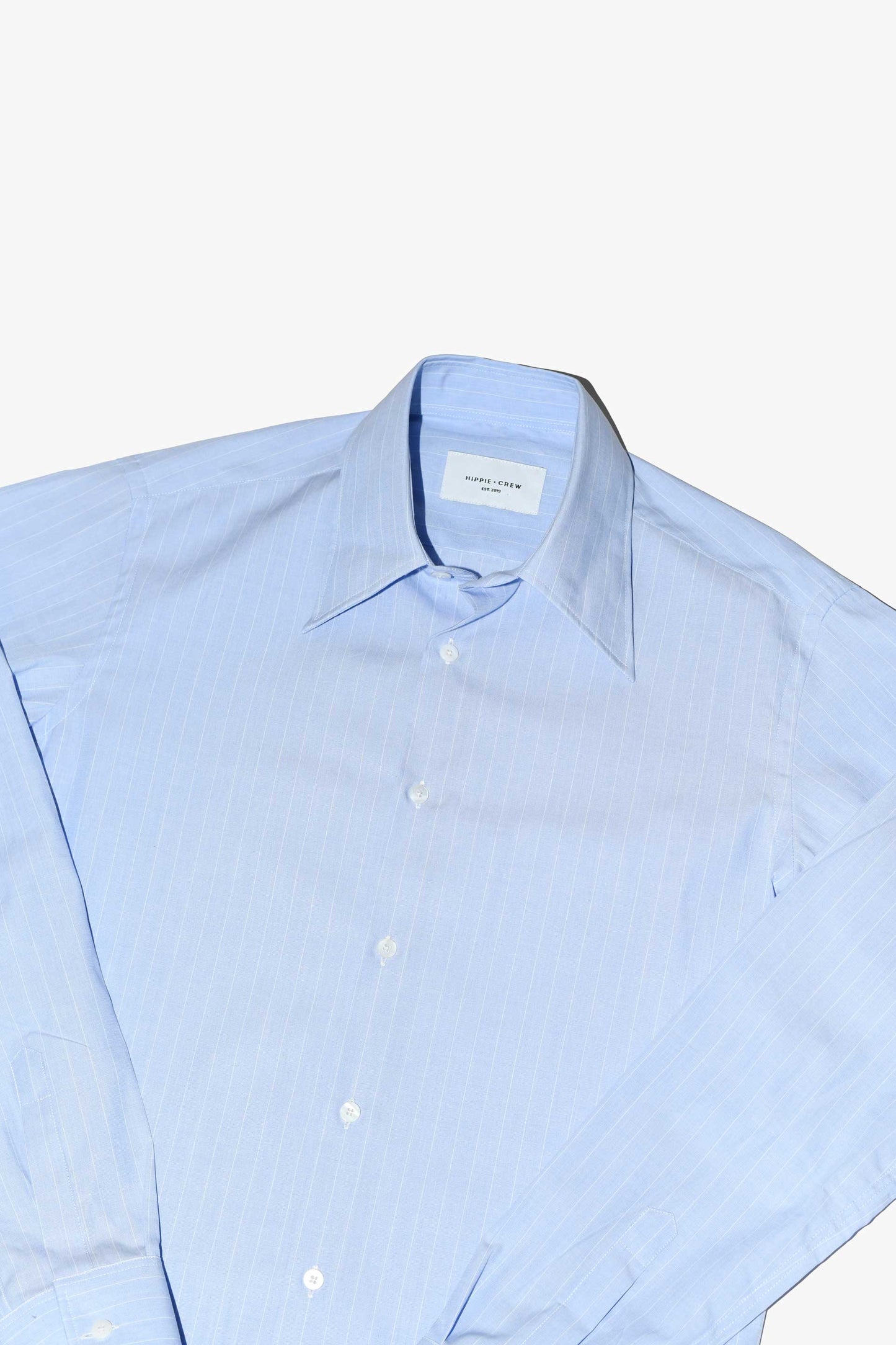 Camisa vestir azul rayas cuello inglés Made to Order