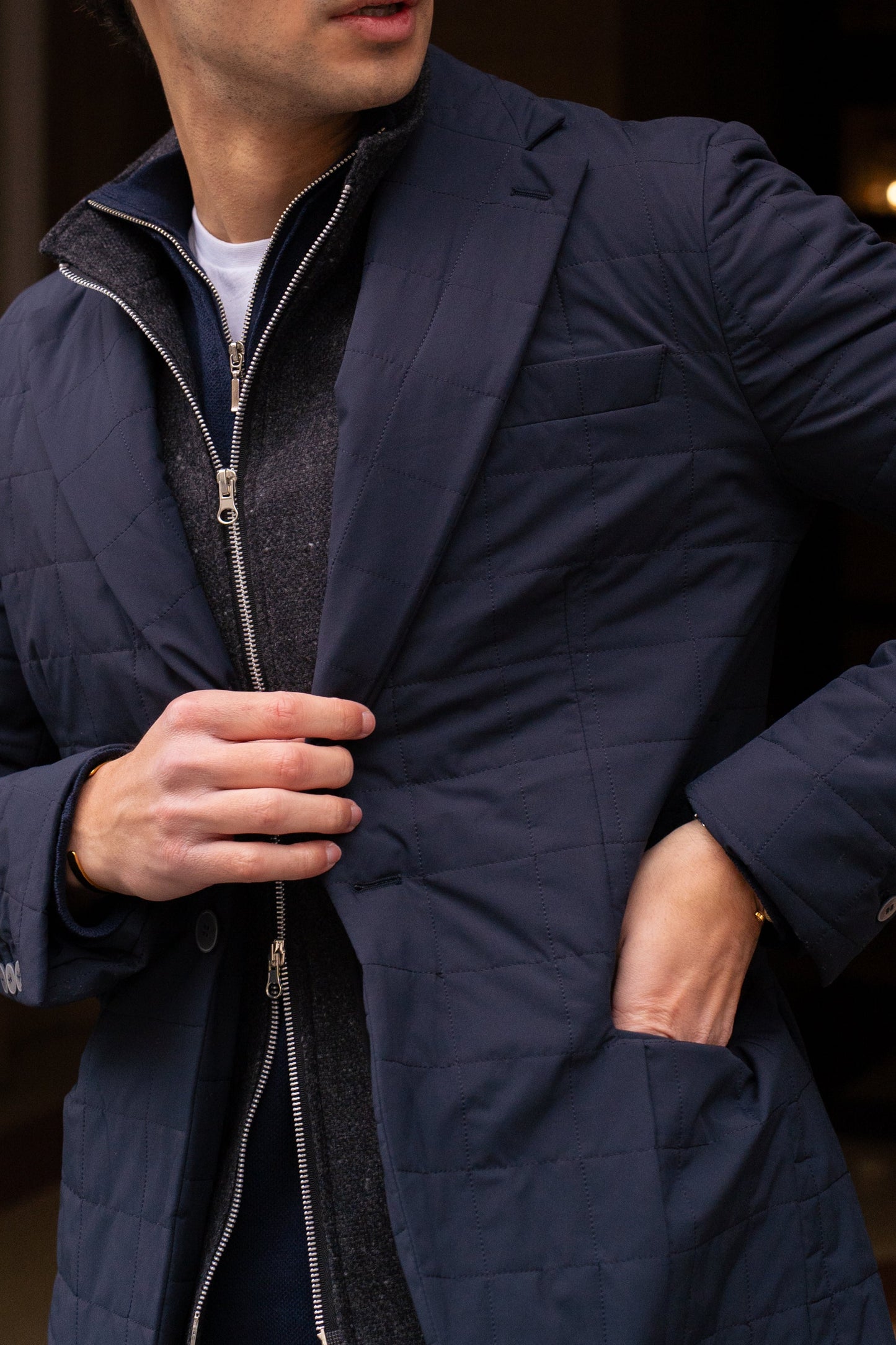 Americana acolchada azul marino