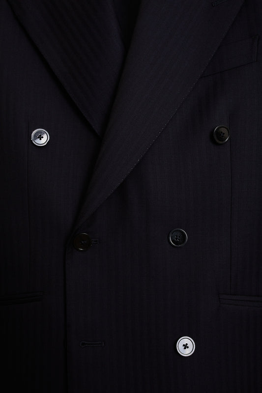 Americana traje cruzado azul marino espiga Ready to Wear