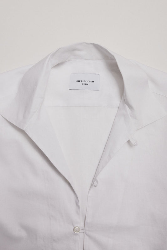 Camisa polera lino broches blanca