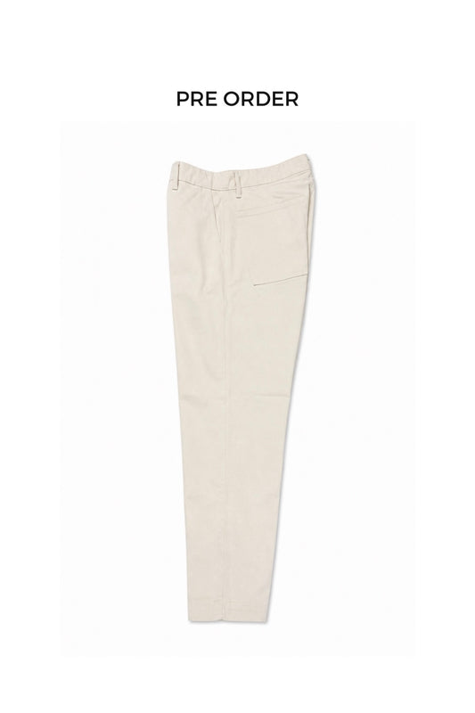 Pantalón denim relaxed crema