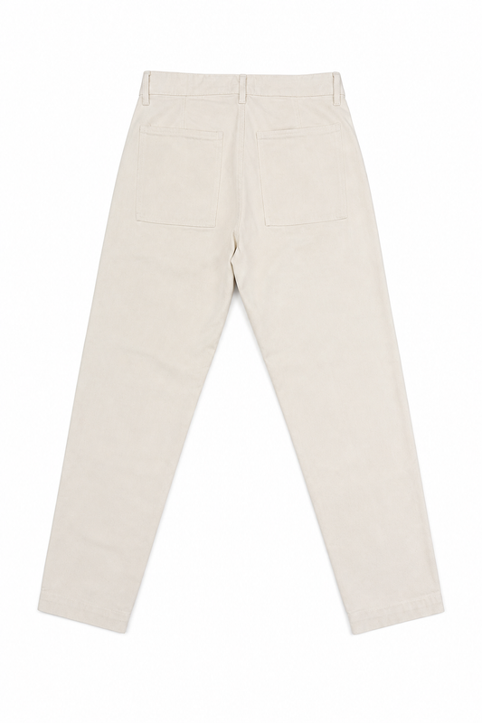 Pantalón denim relaxed crema