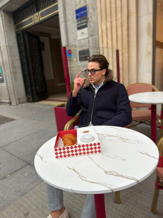 Chaqueta bomber lana azul marino