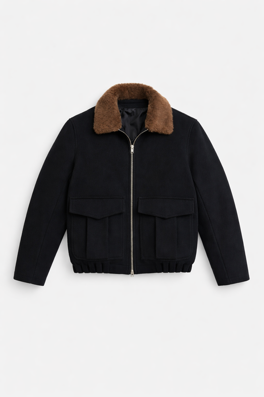 Chaqueta bomber lana azul marino