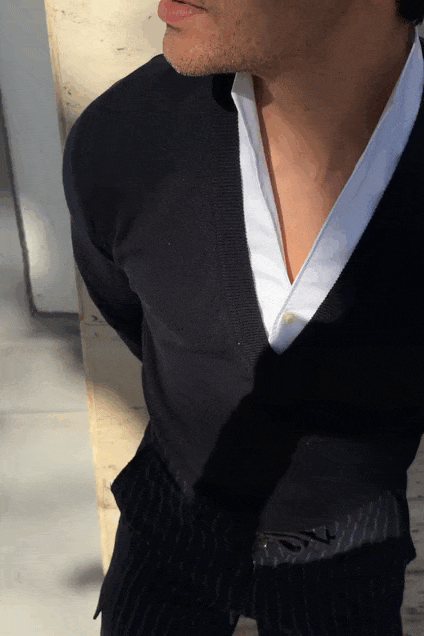 Jersey pico largo lana merino azul marino