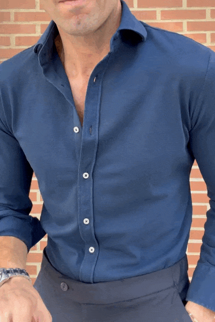 Camisa punto azul marino