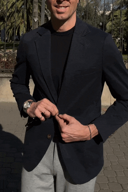 Americana algodón azul marino