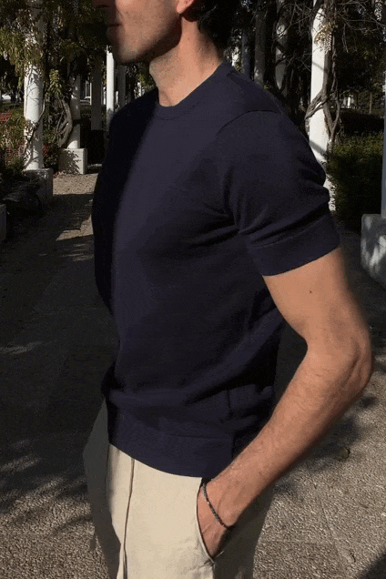 Camiseta punto azul marino