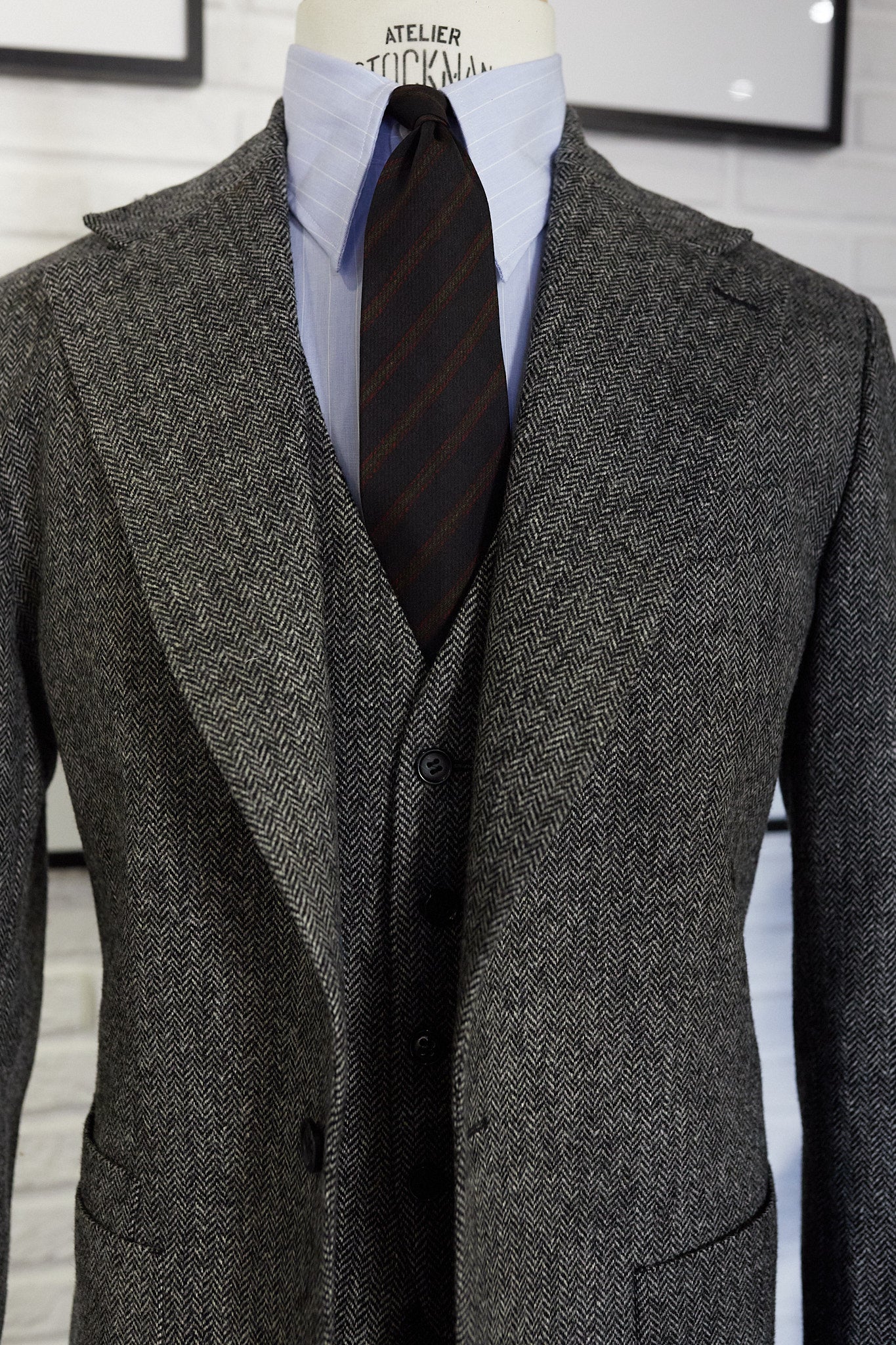 Chaleco Traje espiga gris