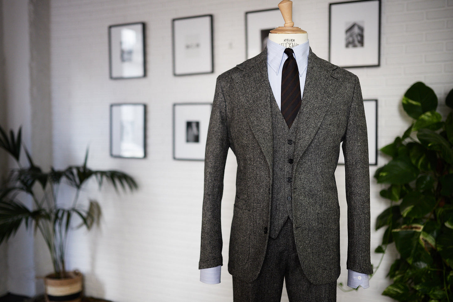 Chaleco Traje espiga gris