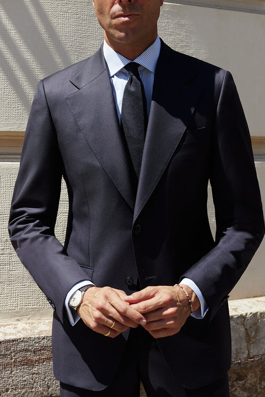 Americana traje azul marino solapa clásica Ready to Wear