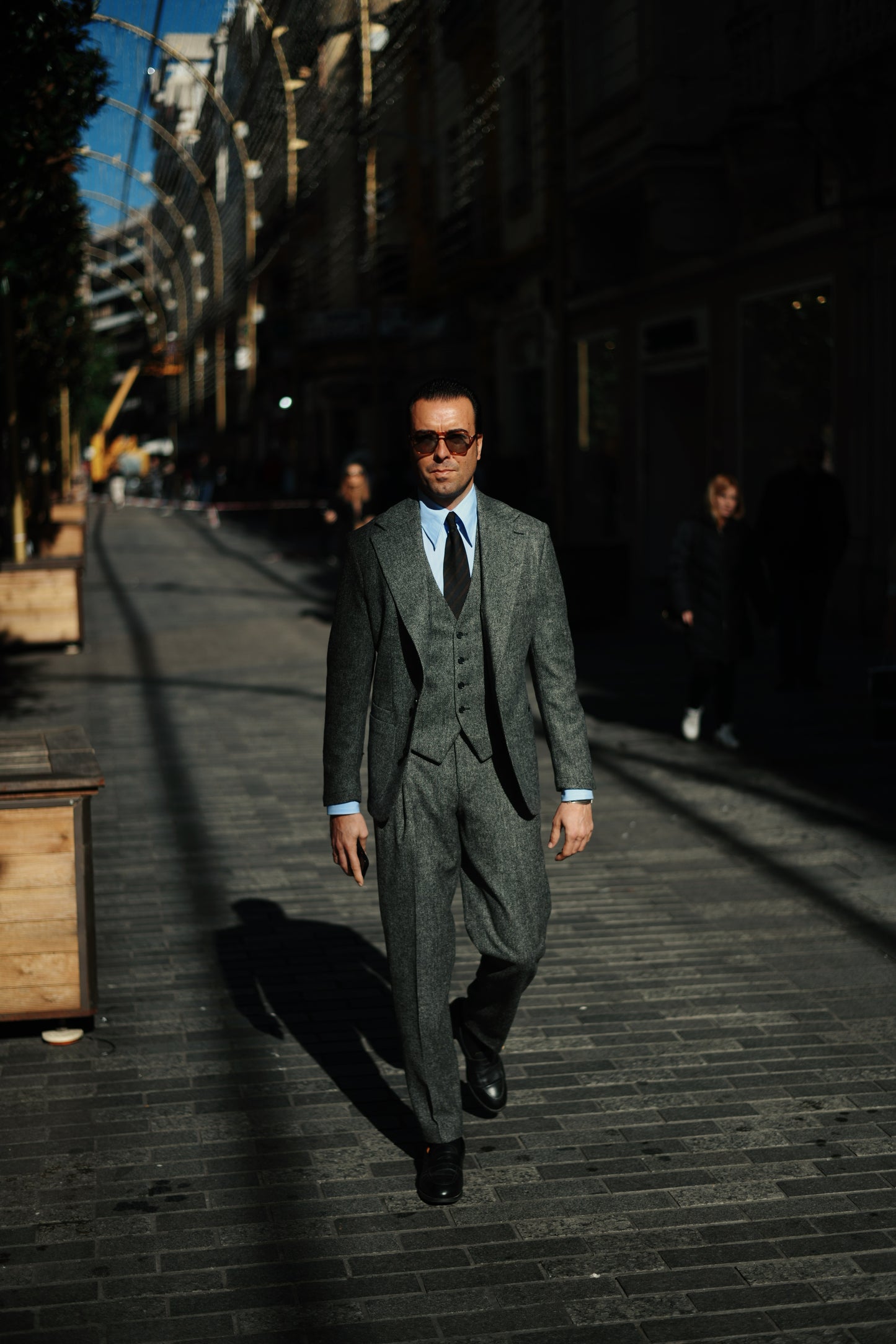 Americana Traje espiga gris