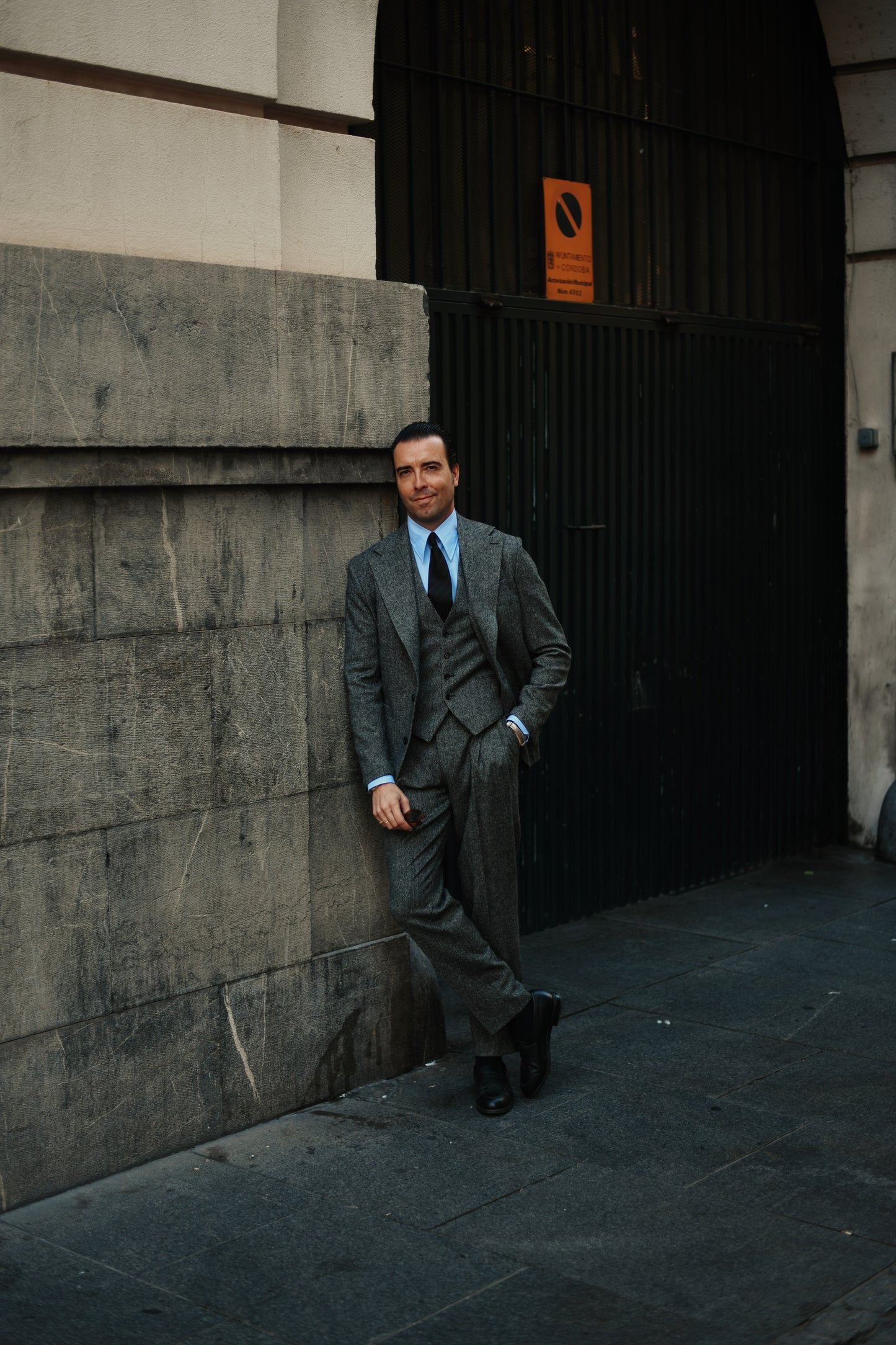 Pantalón Traje espiga gris