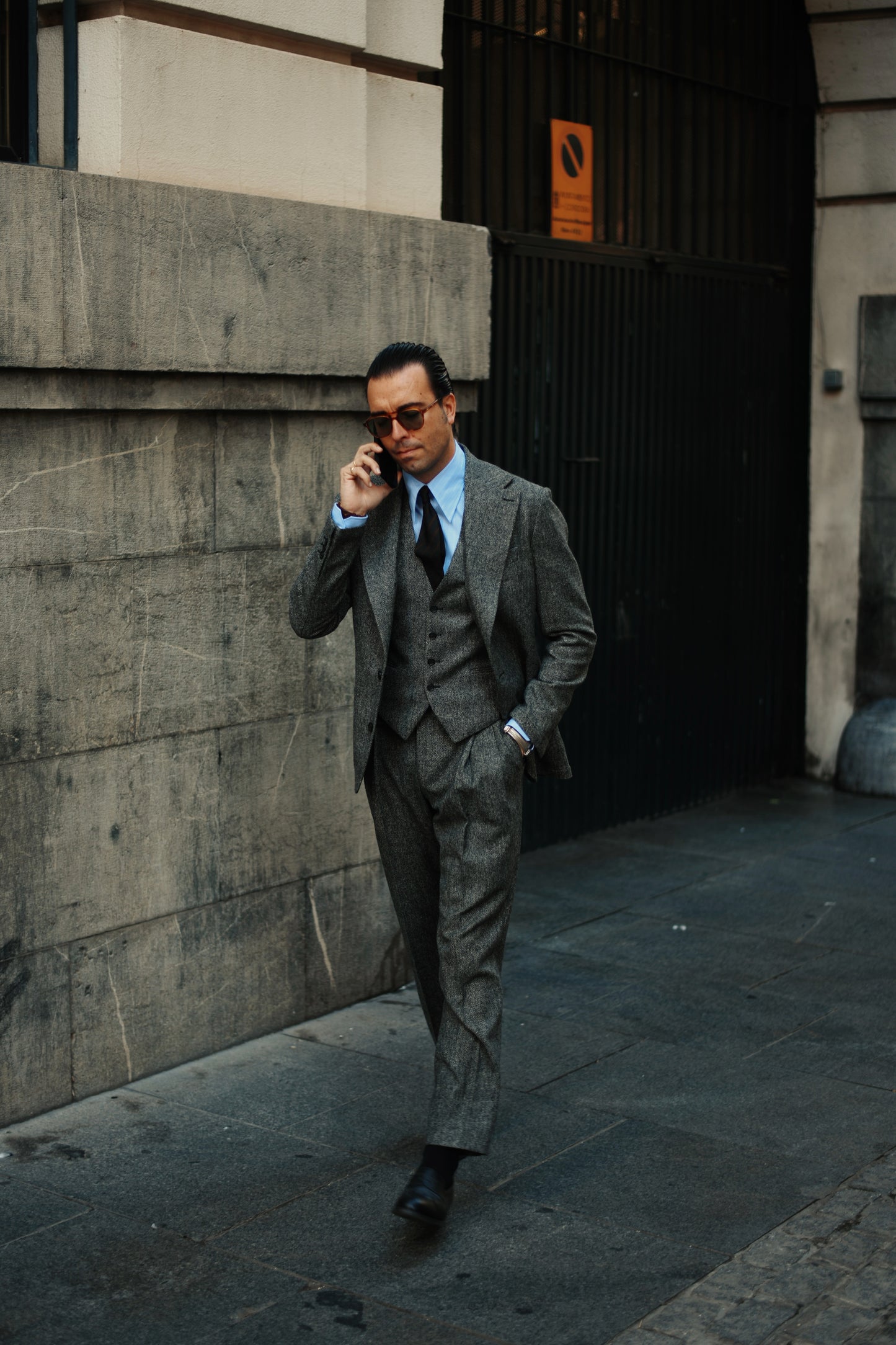 Pantalón Traje espiga gris